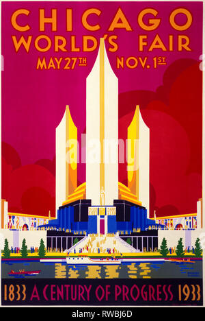 Art Deco Poster per la Fiera del Mondo di Chicago nel 1933, Weimer Pursell Foto Stock