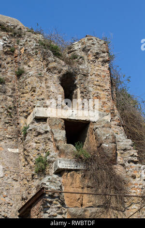 Dettaglio dell'Aqua Marcia, Tepula e Iulia acquedotti a Porta Maggiore (più grande porta) - Roma Foto Stock