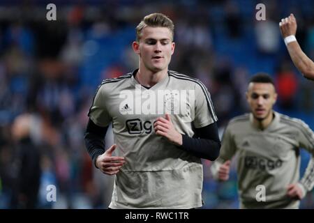 Madrid, Spagna. 05 Mar, 2019. Partita di calcio tra il Real Madrid CF vs Ajax, della Champions League 2018/2019, tenutasi a Santiago Bernabeu Stadium in Madrid. (Foto: Jose Cuesta/261/Cordon Premere). Cordon Premere Credito: CORDON PREMERE/Alamy Live News Foto Stock