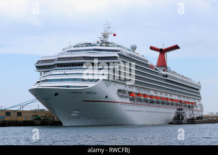 GALVESTON, Texas, Stati Uniti d'America - 9 giugno 2018: Carnevale libertà crociera, ormeggiata nel porto di Galveston, Texas. Gestito da Carnival Cruise Line. Foto Stock