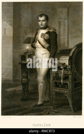 Napoleone Bonaparte, statista francese e l'imperatore, incisione di acciaio attorno a 1850th, artista del diritto d'autore non deve essere cancellata Foto Stock