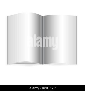 Vector realistico libro aperto, un giornale o una rivista mockup con foglio di formato A4. Blank aprire le pagine del taccuino o modello di notebook per il catalogo, opuscolo d Illustrazione Vettoriale