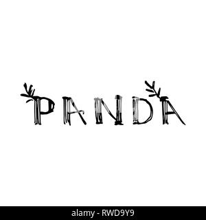 Panda scritte in stile grafico. Grafici disegnati a mano illustrazione Foto Stock