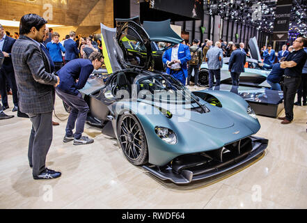 Aston Martin Valkyrie è stato presentato in occasione della 2019 Geneva International Motor Show Martedì, 5 marzo 2019. (CTK foto/Rene Fluger) Foto Stock