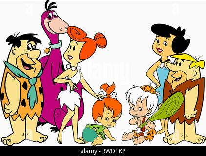 Flinstone,DINO,WILMA,ciottoli,Bamm Bamm-,macerie,macerie, I FLINTSTONES, 1960 Foto Stock