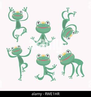 Vettore di cartoon della rana verde. Illustrazione Vettoriale