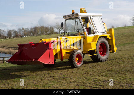 Il modello che ha reso grande JCB - 3c caricatrice del retroescavatore - ancora costruito a Rocester, Staffs UK Foto Stock