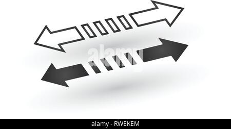 3direzionale d freccia tratteggiata icona con ombra. Mostra shift o direzione di oggetto mobile. Può essere utilizzato per manuali presentazioni, applicazioni ui. Mal di vettore Illustrazione Vettoriale