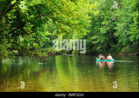 Fiume Vezere vicino a Les Eyzies-de-Tayac-Sireuil, Dipartimento di Dordogne, Aquitaine, Francia Foto Stock