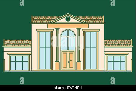 Facciata classica casa colorati. Senza contorno. Illustrazione Vettoriale