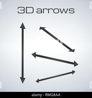 Semplice frecce in direzioni diverse per 3D Presentazione set di vettore. Elementi infografico Illustrazione Vettoriale