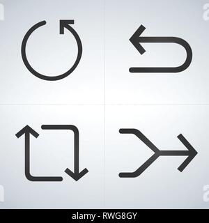Set di piatto e frecce nere per la schiena, replay merge. vettore illustrazione isolato Illustrazione Vettoriale