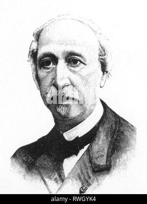 Becquerel, Alexandre Edmond, 24.3.1820 - 11.5.1891, fisico francese, ritratto, incisione su legno, secolo XIX, artista del diritto d'autore non deve essere cancellata Foto Stock