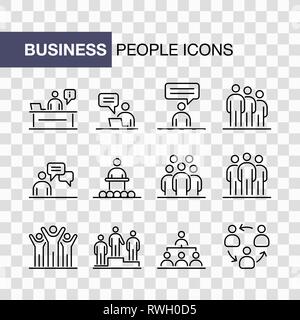 La gente di affari set di icone di linea semplice illustrazione piatta isolata. Illustrazione Vettoriale