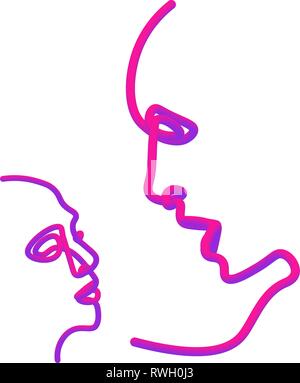 Due persone sagome disegnate con una linea. Semplice illustrazione vettoriale. Separare su uno sfondo bianco. Illustrazione Vettoriale