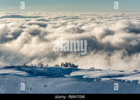 Panorama del paesaggio delle montagne innevate a Kopaonik, Serbia Foto Stock