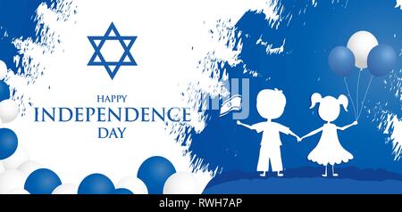 Felice Giorno di Indipendenza di Israele. Israele giorno di festa il 19 aprile. Illustrazione Vettoriale