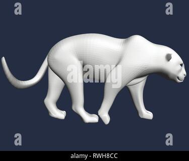 Bianco poligonale leopard. 3D. Leopard va lentamente Illustrazione Vettoriale