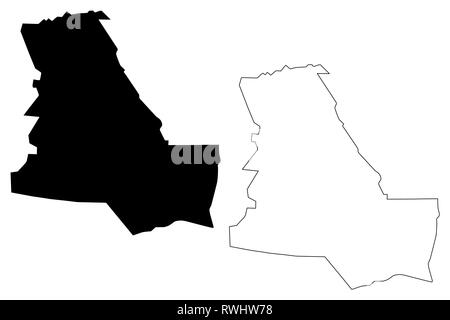 Governatorato di Dhi Qar (Repubblica dell'Iraq, Governatorati dell'Iraq) mappa illustrazione vettoriale, scribble schizzo Dhi Qar MAPPA DELLA PROVINCIA Illustrazione Vettoriale