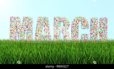Marzo con particelle di erba Foto Stock