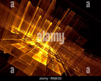 Abstract golden fantascienza o tecnologia del futuro bakground - generati con il computer 3d'illustrazione. Arte digitale: blu e viola per camera o portale con Foto Stock