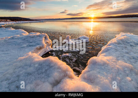 Tramonto sulle colline della Valle di Humber, Deer Lake, Terranova e Labrador Foto Stock