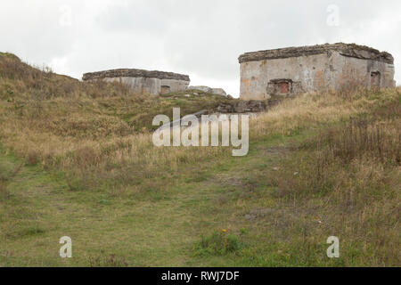 Abbandonata la Costa fortificazioni dalla ex Unione Sovietica base militare, Liepaja, Karosta, Lettonia Foto Stock