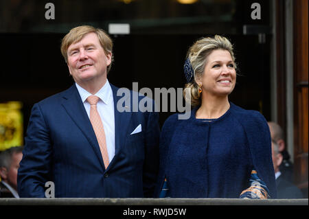 Bremen, Germania. 06 Mar, 2019. L'Olandese royal giovane Willem-Alexander e Maxima sulla loro visita a Brema. Credito: Mohssen Assanimoghaddam/dpa/Alamy Live News Foto Stock