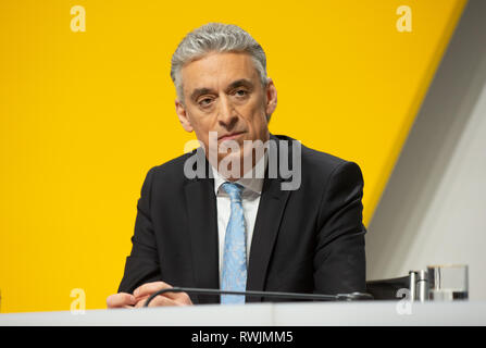 Bonn, Germania, 7 marzo 2019, Deutsche Post DHL Group, bilancio news conferenza: CEO Frank Appel. Credito: Juergen schwarz/Alamy Live News Foto Stock