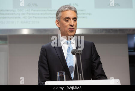 Bonn, Germania, 7 marzo 2019, Deutsche Post DHL Group, bilancio news conferenza: CEO Frank Appel. Credito: Juergen schwarz/Alamy Live News Foto Stock