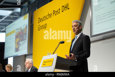 Bonn, Germania, 7 marzo 2019, Deutsche Post DHL Group, bilancio news conferenza: CEO Frank Appel. Credito: Juergen schwarz/Alamy Live News Foto Stock