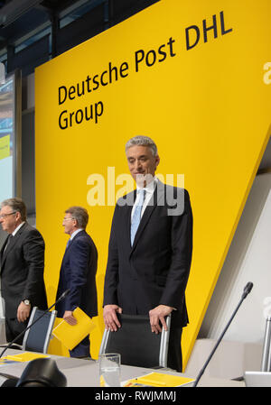 Bonn, Germania, 7 marzo 2019, Deutsche Post DHL Group, bilancio news conferenza: CEO Frank Appel. Credito: Juergen schwarz/Alamy Live News Foto Stock