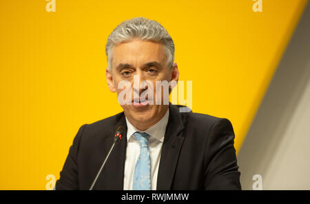 Bonn, Germania, 7 marzo 2019, Deutsche Post DHL Group, bilancio news conferenza: CEO Frank Appel. Credito: Juergen schwarz/Alamy Live News Foto Stock