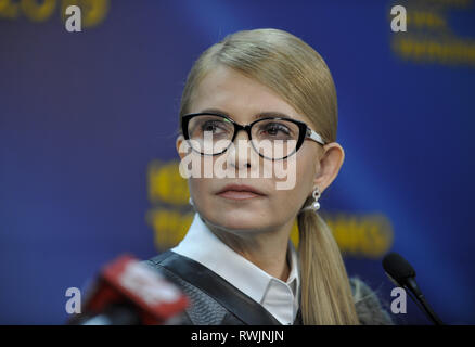 Kiev, Ucraina. 7 Mar, 2019. Leader dell'Ucraina partito politico visto durante una conferenza stampa. Ucraino candidato presidenziale Yulia Tymoshenko ha sottoscritto impegni per gli elettori dell'Ucraina. Credito: Sergei Chuzavkov SOPA/images/ZUMA filo/Alamy Live News Foto Stock