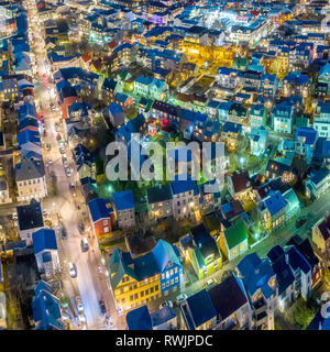 Reykjavik al crepuscolo, Islanda Foto Stock