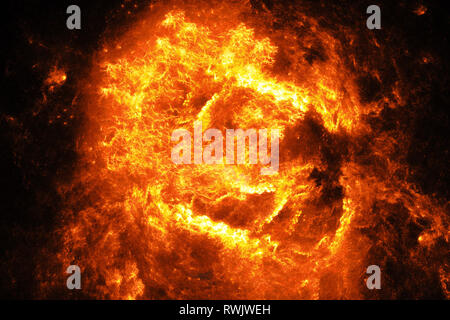 Fiery incandescente alta fiamma di energia nello spazio, generato dal computer sfondo astratto, rendering 3D Foto Stock