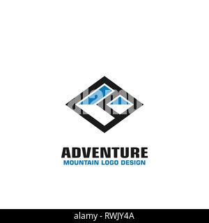 Business logo avventura, attrezzature esterne logo aziendali e minimalista, logo piana. Illustrazione Vettoriale