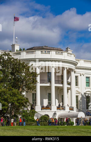 Portico SUD, casa bianca; Washington, Stati Uniti d'America Foto Stock