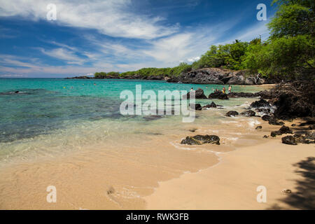 Il Wailea Beach, conosciuta anche come spiaggia 69, Hapuna Beach State Park, Sud Kohala Coast; Isola delle Hawaii, Hawaii, Stati Uniti d'America Foto Stock
