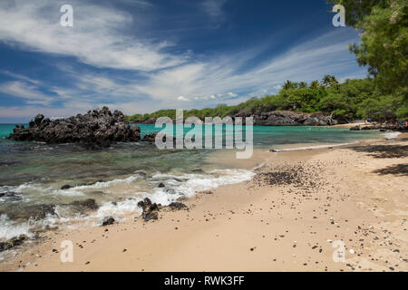 Il Wailea Beach, conosciuta anche come spiaggia 69, Hapuna Beach State Park, Sud Kohala Coast; Isola delle Hawaii, Hawaii, Stati Uniti d'America Foto Stock