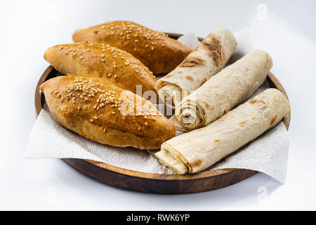 Molti pani misti e rotoli shot dal di sopra Foto Stock