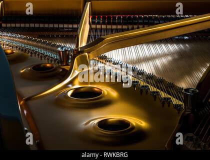 Cork, Irlanda 02Febbraio, 2008. Interno di un Steinway Baby Grand Piano nella città di Cork, Irlanda. Foto Stock