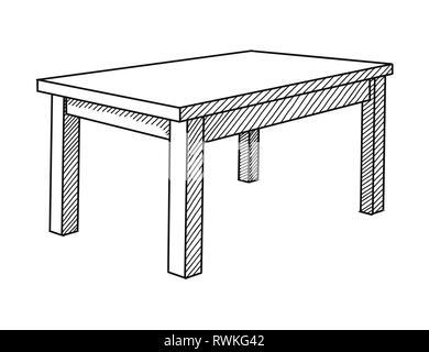 Schizzo realistica della tabella in prospettiva. Illustrazione Vettoriale Illustrazione Vettoriale
