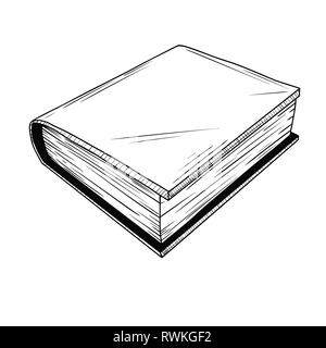 Schizzo realistico libro. Il libro è isolato su uno sfondo bianco. Illustrazione Vettoriale Illustrazione Vettoriale