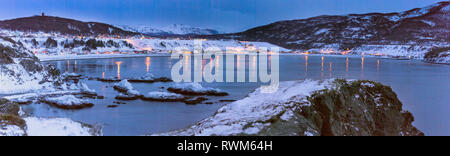 Inverno , comunità di pesca della trota di fiume , Parco Nazionale Gros Morne, Terranova e Labrador Foto Stock