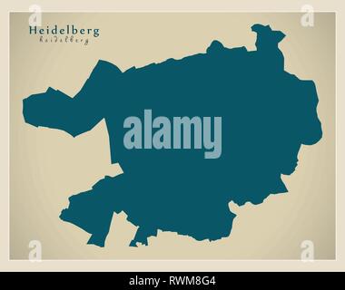 Città moderna mappa - Heidelberg città della Germania DE Illustrazione Vettoriale