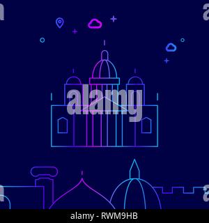 La Cattedrale di San Isacco linea del vettore illustrazione. Monumenti storici icona gradiente, simbolo pittogramma, segno. Sfondo blu scuro. Illustrazione Vettoriale