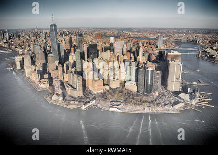 Vista di Manhattan da elicottero - immagine HDR. Foto Stock