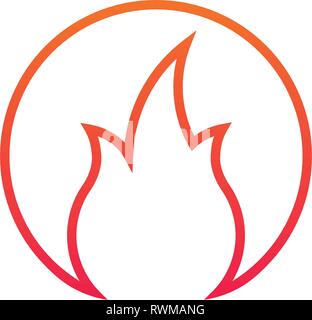 Incendio o di fiamma in cerchio semplice Logo. Illustrazione di vettore isolato su bianco Illustrazione Vettoriale