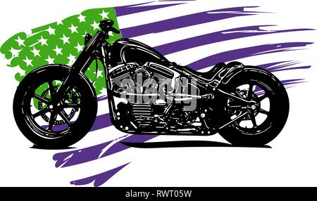 Motociclo del trinciatore con la bandiera americana illustrazione Illustrazione Vettoriale